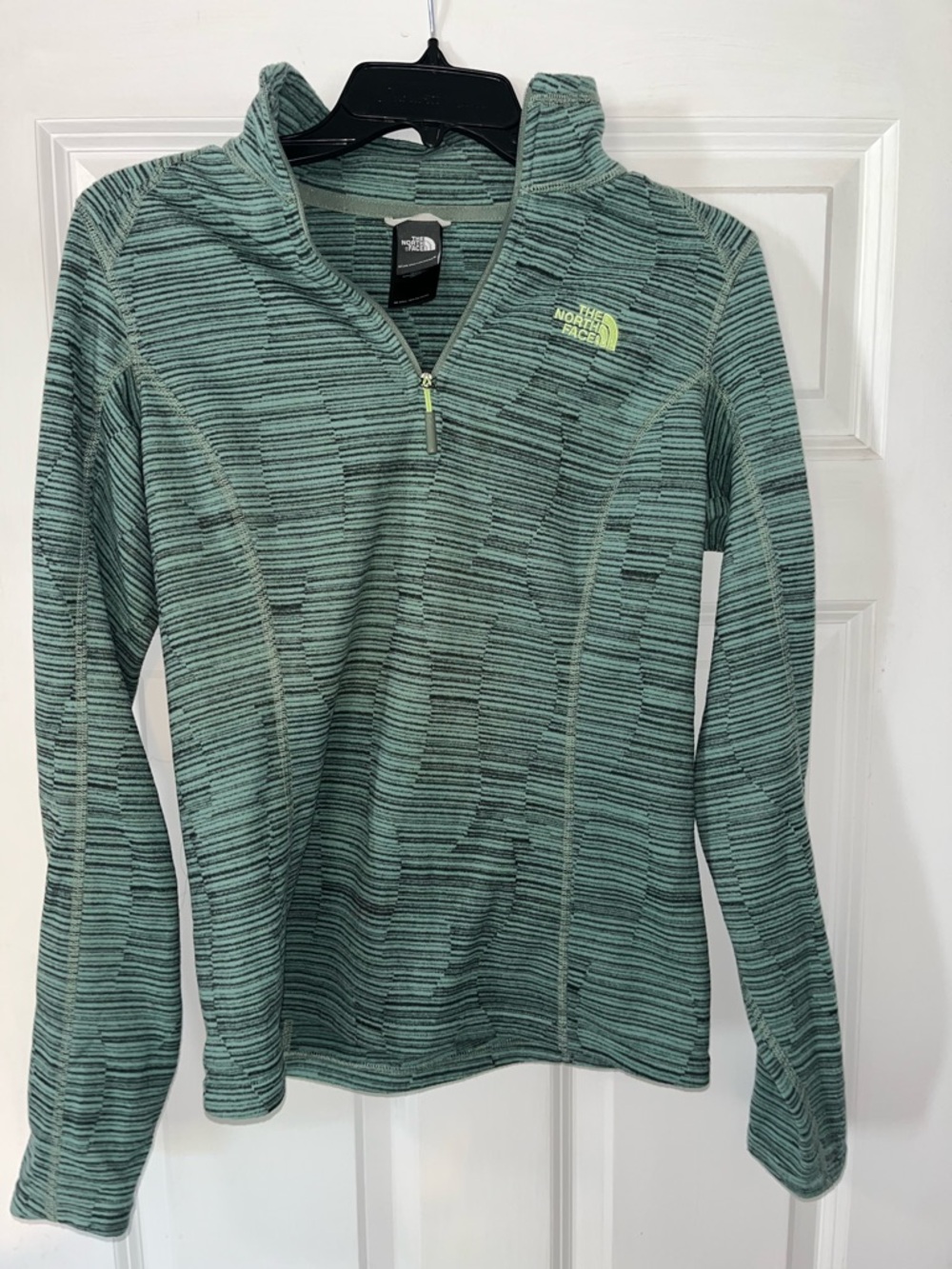 The North Face Green Striped Quarter-Zip Shell Active Jacket